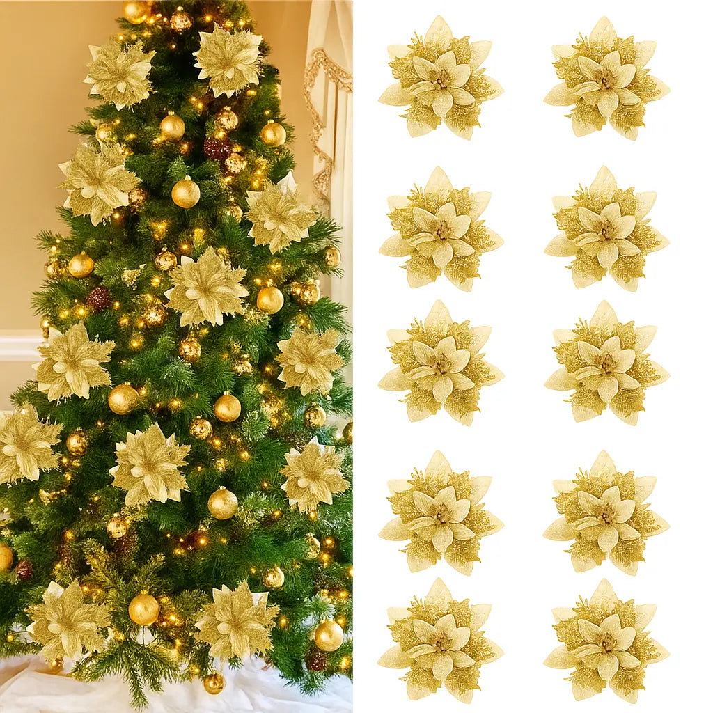 Glitter Christmas Poinsettia Flowers