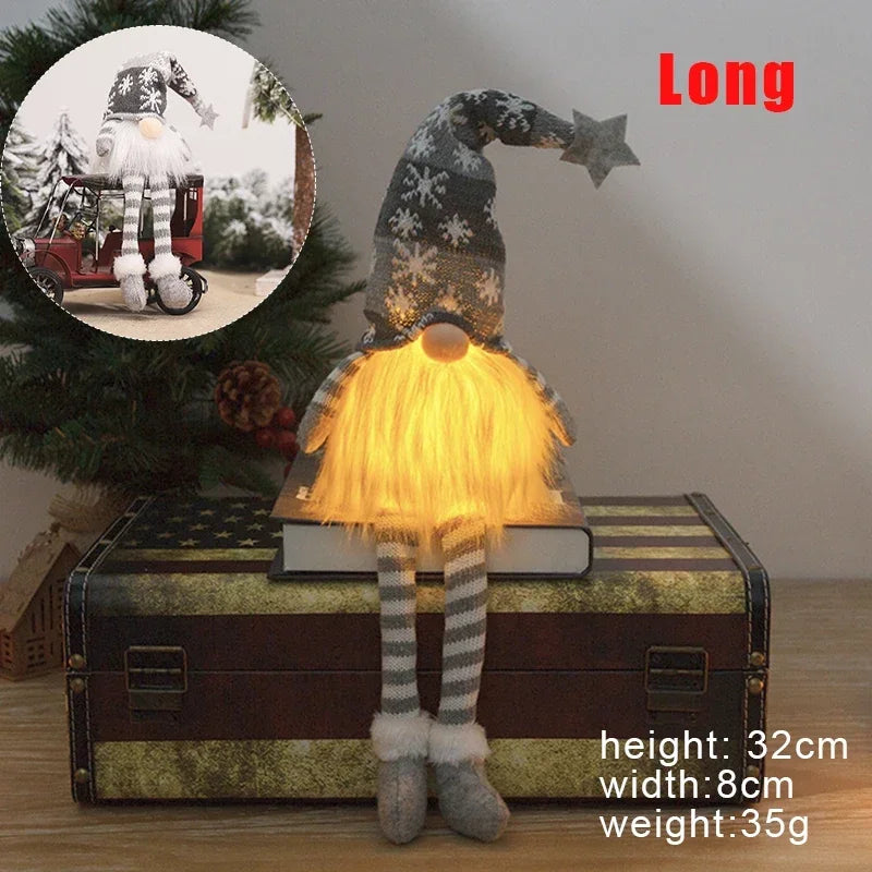 LED Christmas Gnome Plush – Light-Up Faceless Doll Ornament for Home Decoration