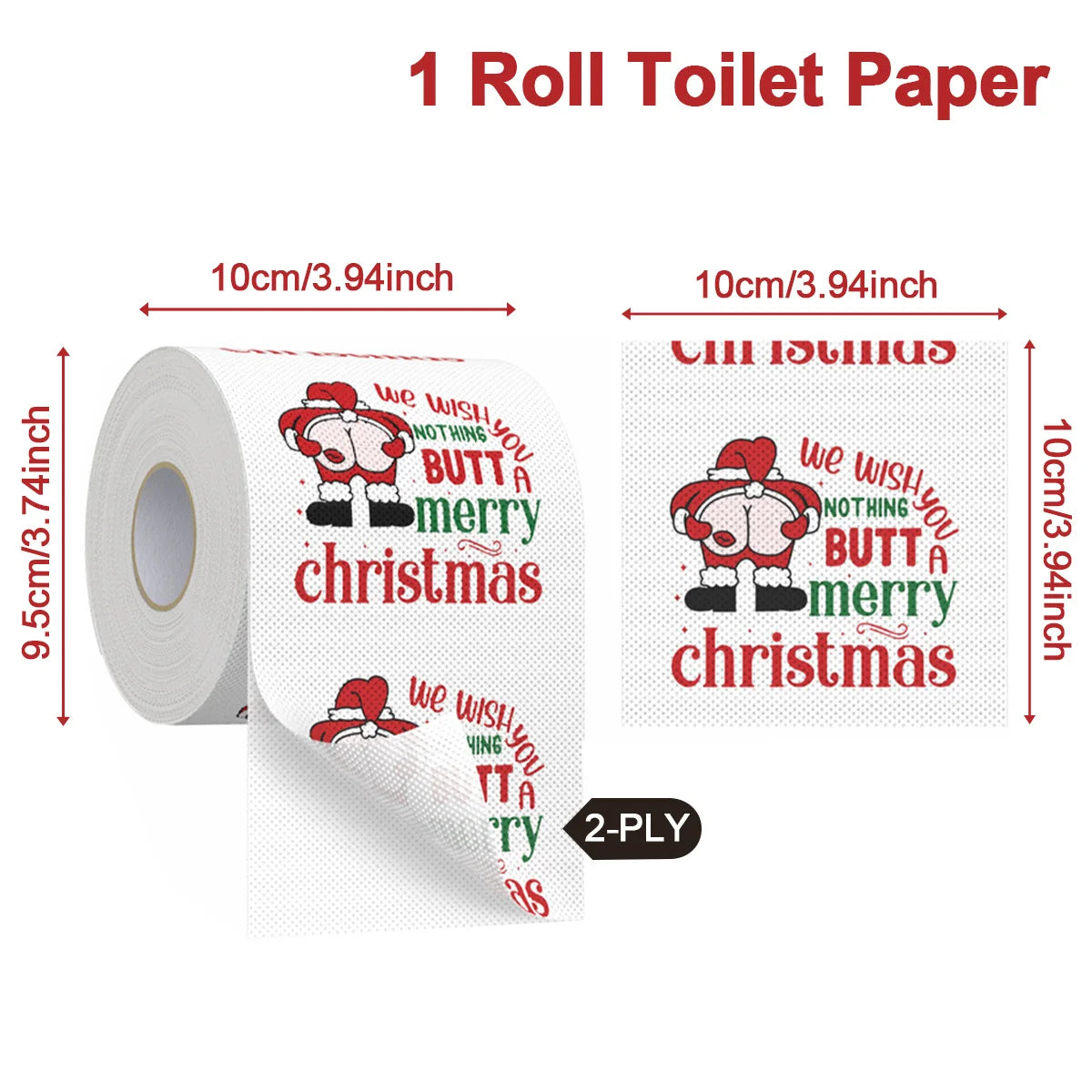 Christmas Toilet Paper Roll – Funny Xmas Printed Tissue for Home & Parties