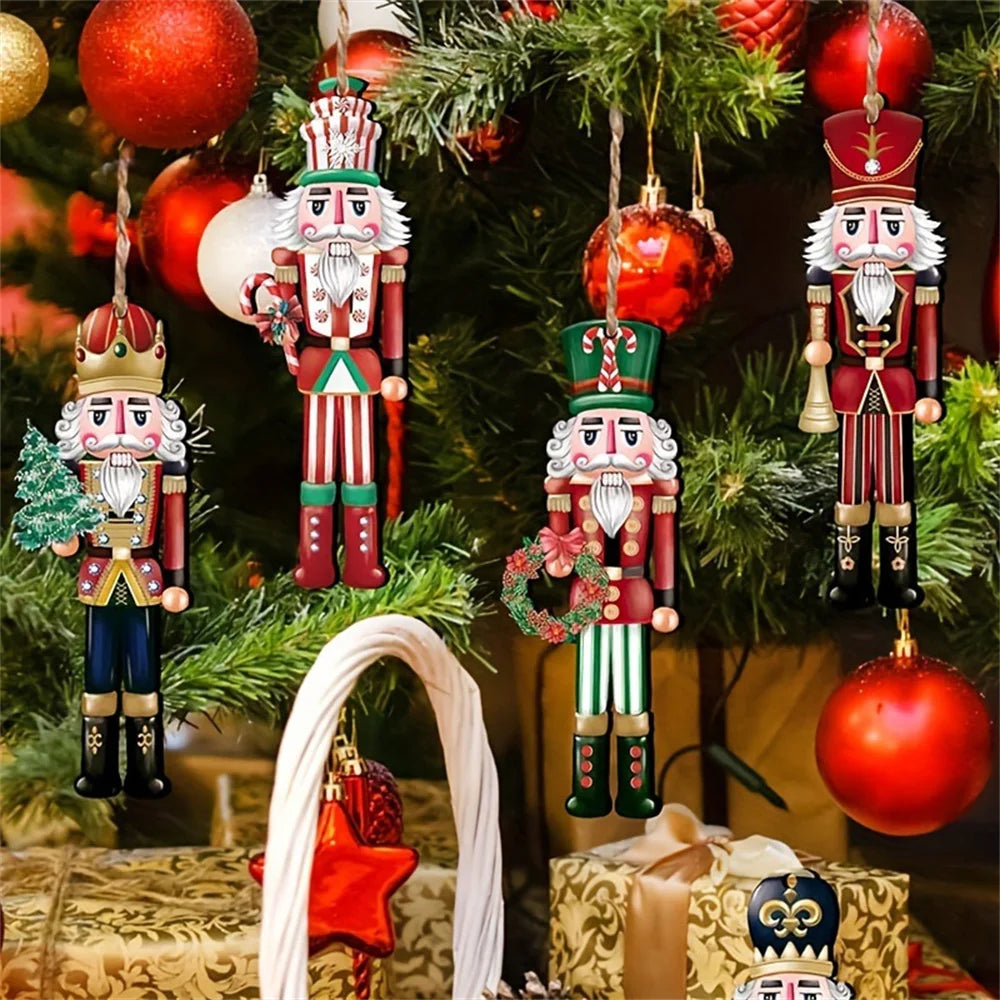 12-Pack Wooden Nutcracker Soldier Ornaments – Christmas Tree Hanging Decorations