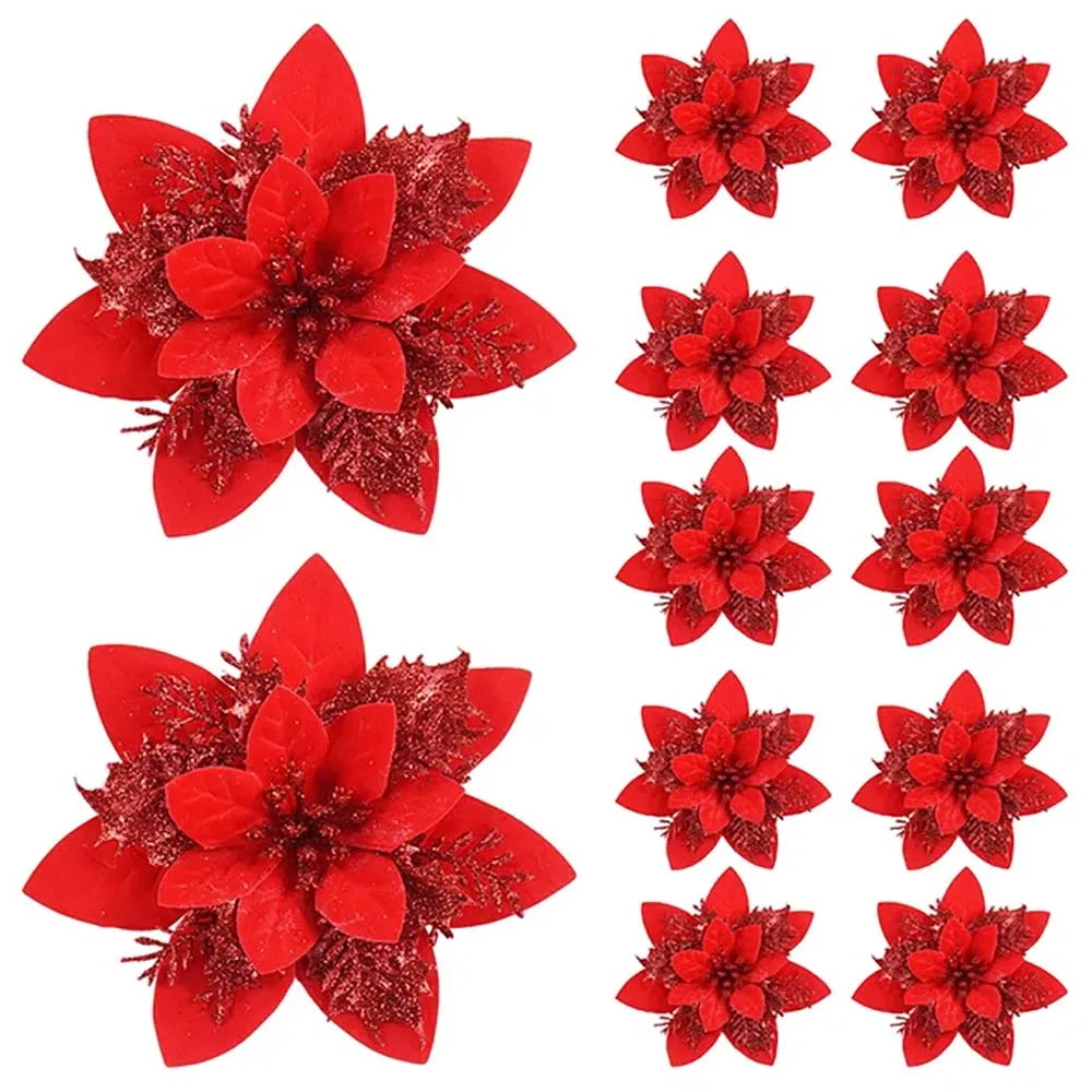 Glitter Christmas Poinsettia Flowers