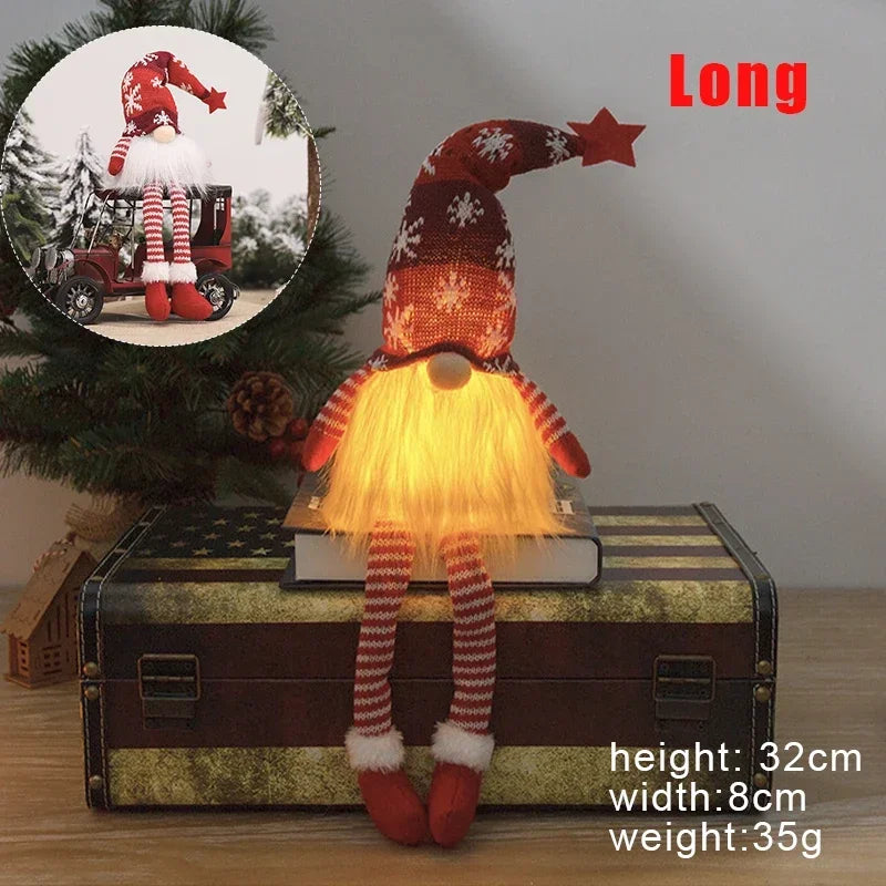 LED Christmas Gnome Plush – Light-Up Faceless Doll Ornament for Home Decoration