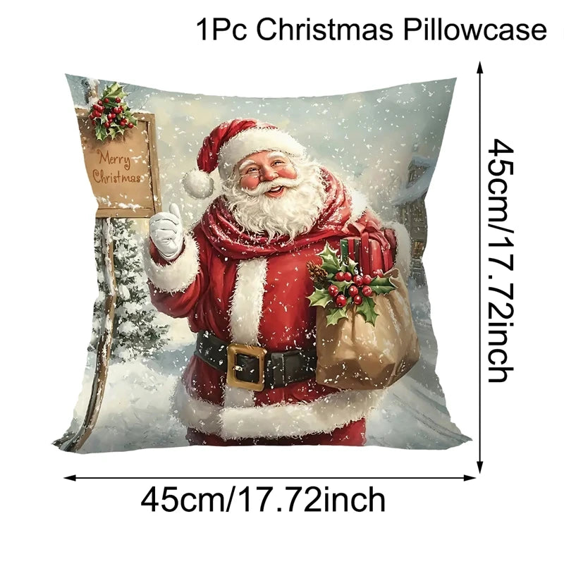 Christmas Throw Pillow Covers – Santa Claus, Snowman & Reindeer Cushion Cases