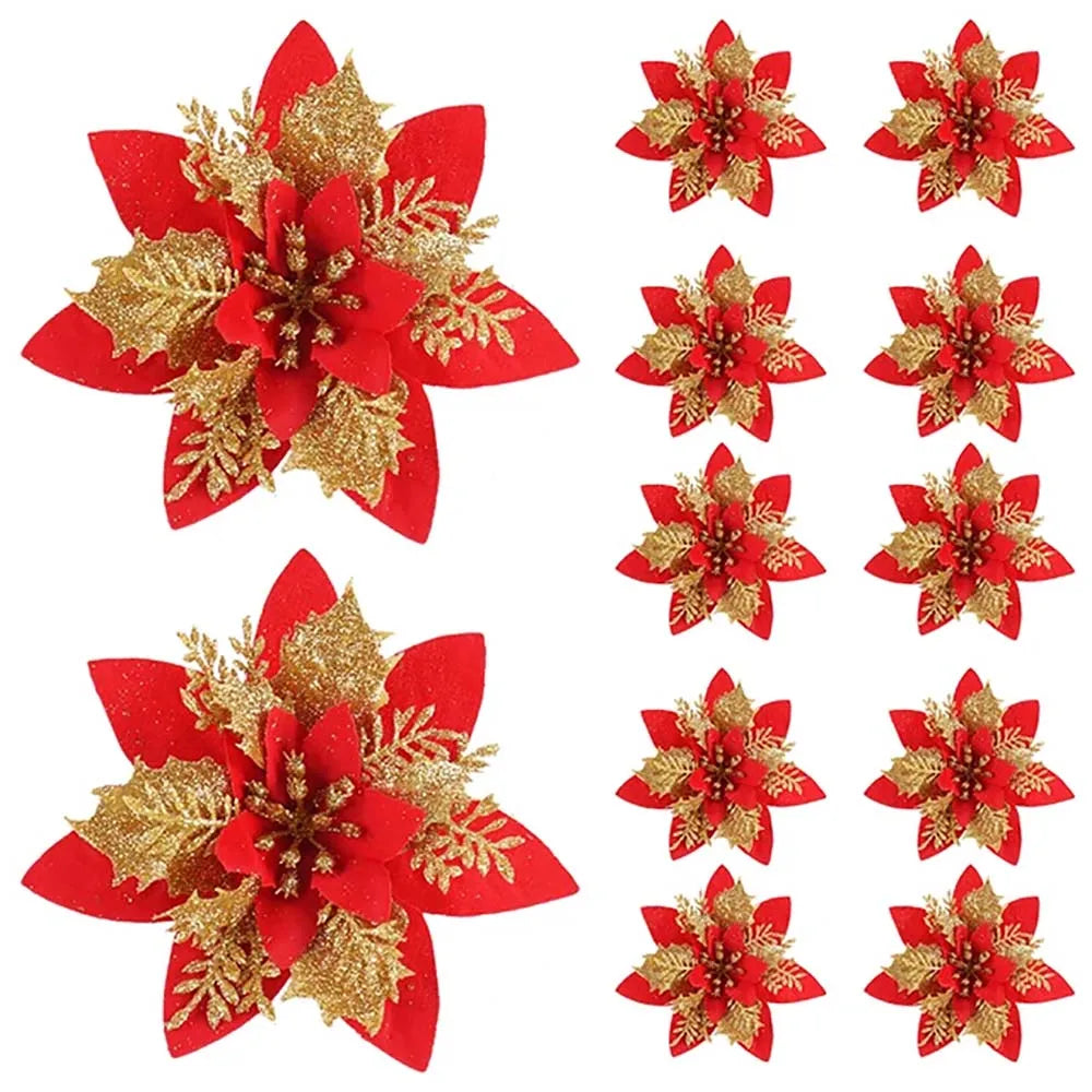 Glitter Christmas Poinsettia Flowers