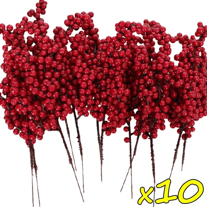 Red Holly Berry Stems – Christmas Artificial Berries