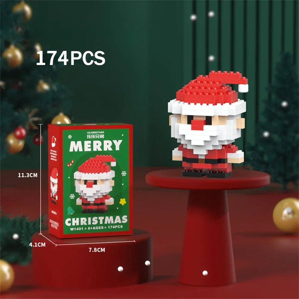 Christmas Micro Building Blocks Set – Mini Santa Claus, Reindeer, Snowman, Christmas Tree