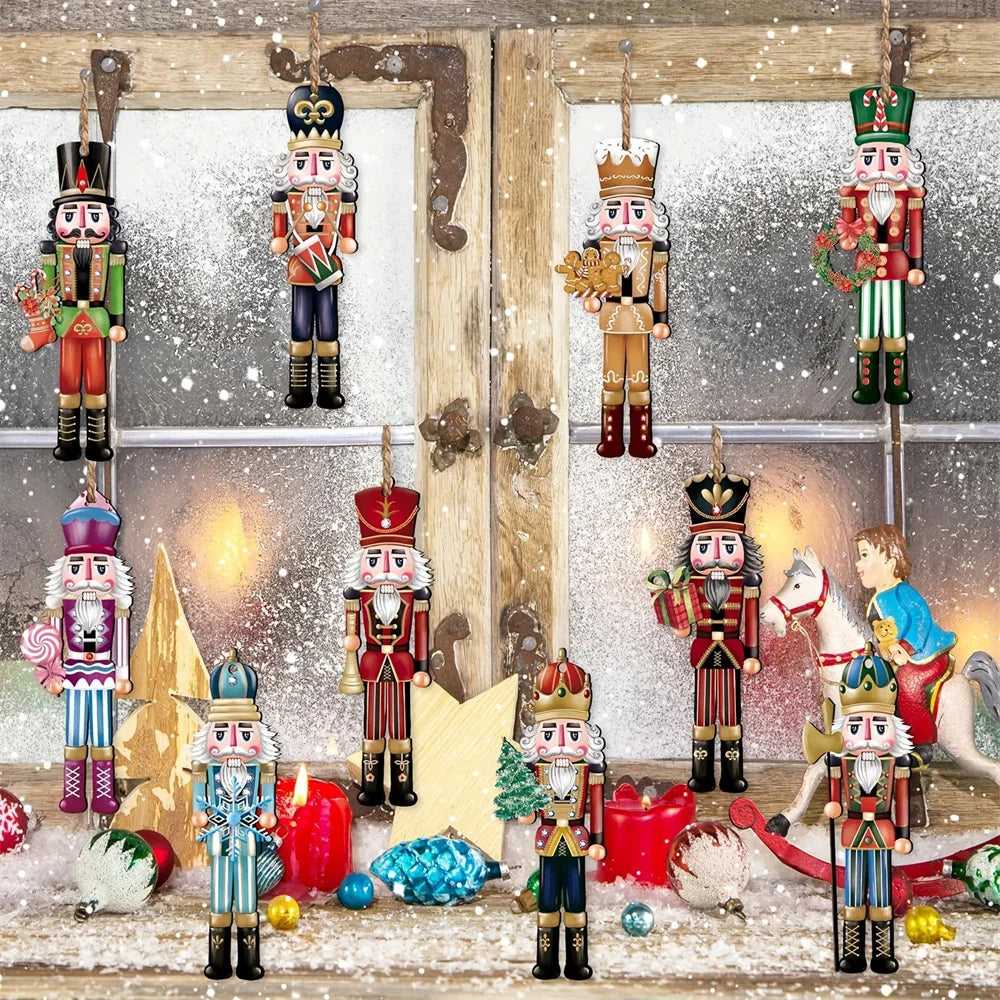 12-Pack Wooden Nutcracker Soldier Ornaments – Christmas Tree Hanging Decorations
