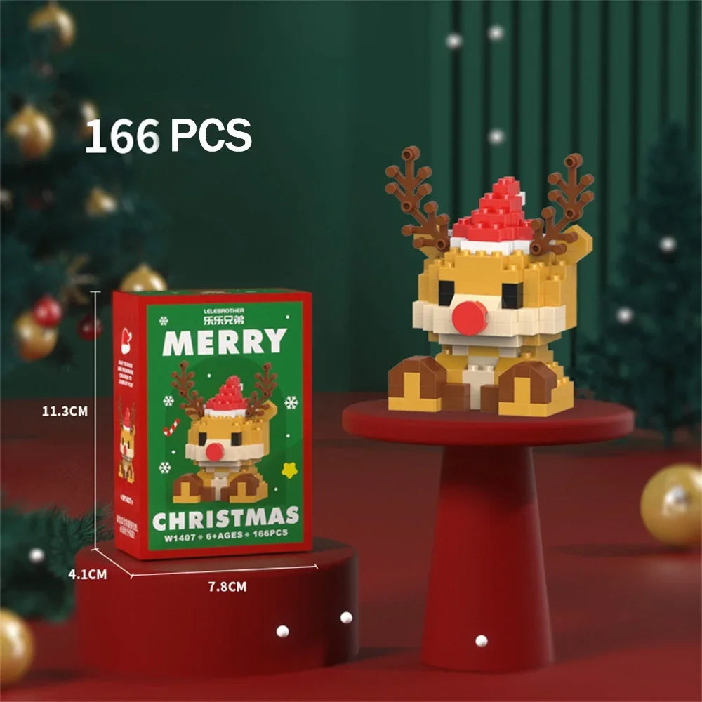 Christmas Micro Building Blocks Set – Mini Santa Claus, Reindeer, Snowman, Christmas Tree