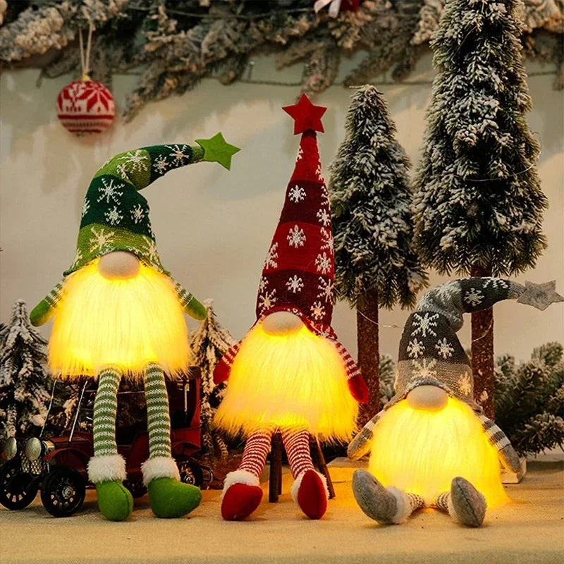 LED Christmas Gnome Plush – Light-Up Faceless Doll Ornament for Home Decoration
