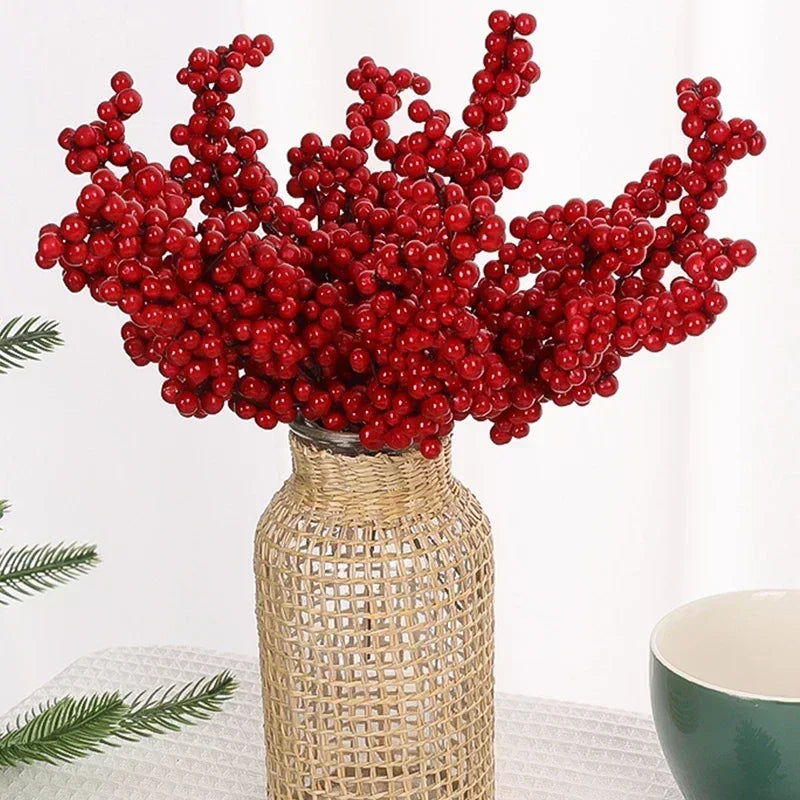 Red Holly Berry Stems – Christmas Artificial Berries