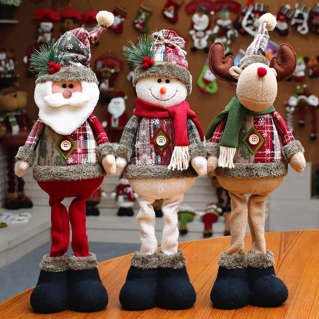 Christmas Standing Dolls Set – Santa Claus, Snowman & Reindeer