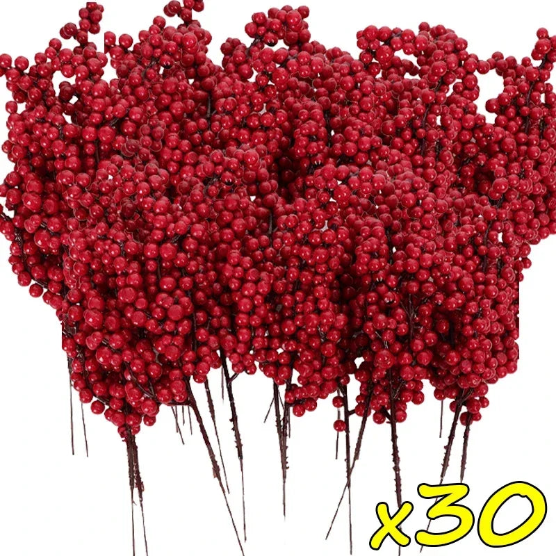 Red Holly Berry Stems – Christmas Artificial Berries