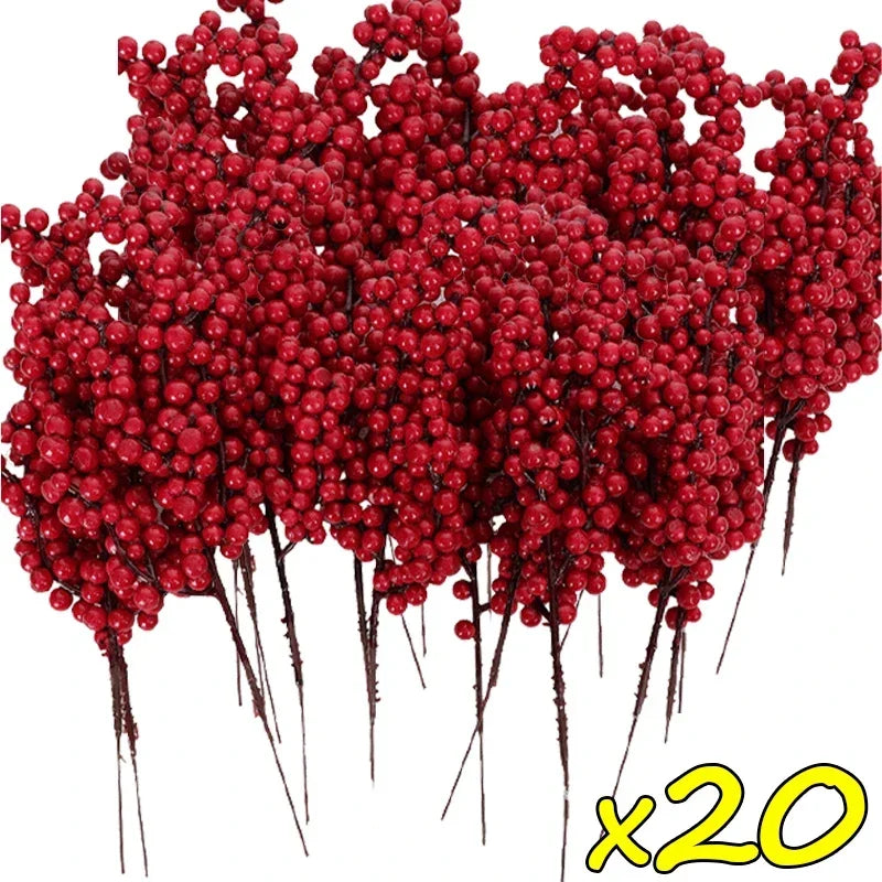 Red Holly Berry Stems – Christmas Artificial Berries
