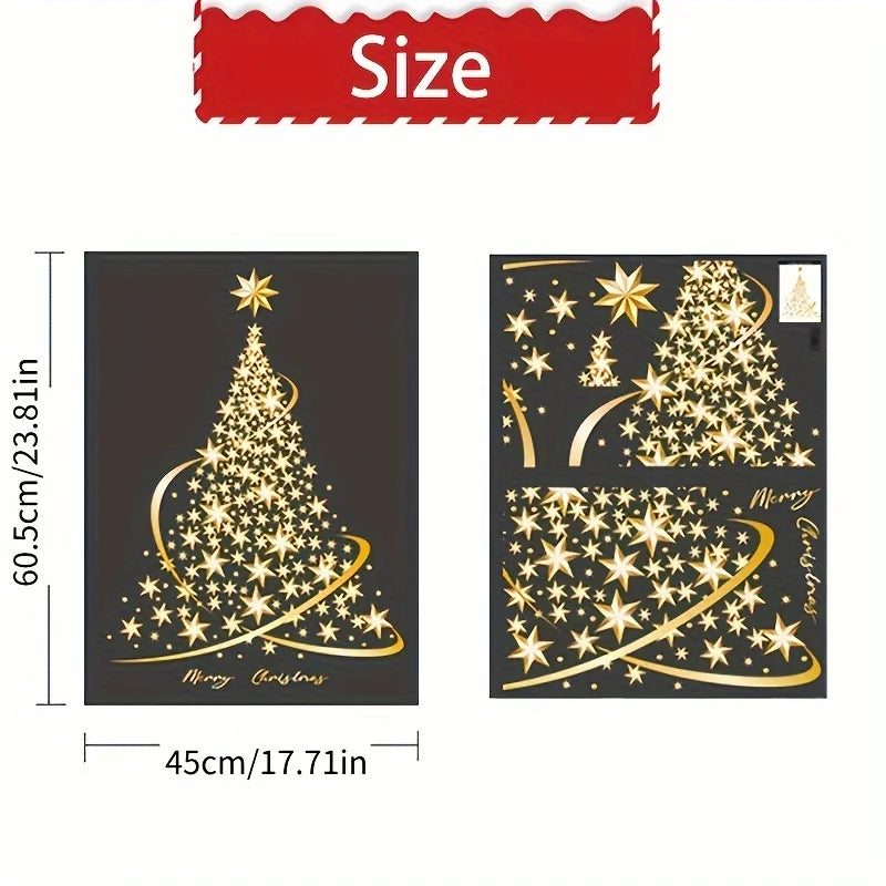 2-Pack Gold Christmas Tree Window Stickers – Static Cling Decals