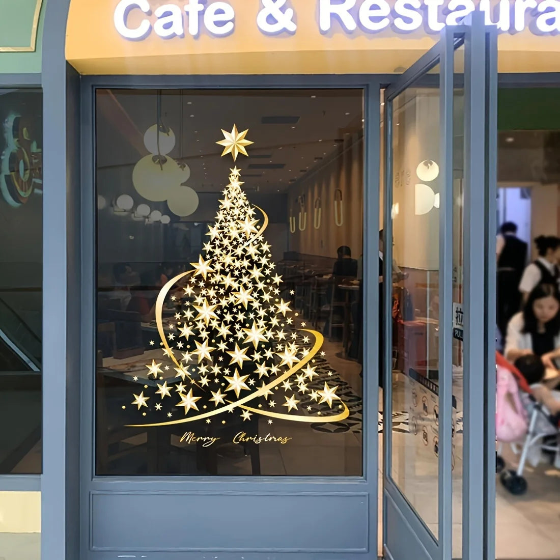 2-Pack Gold Christmas Tree Window Stickers – Static Cling Decals