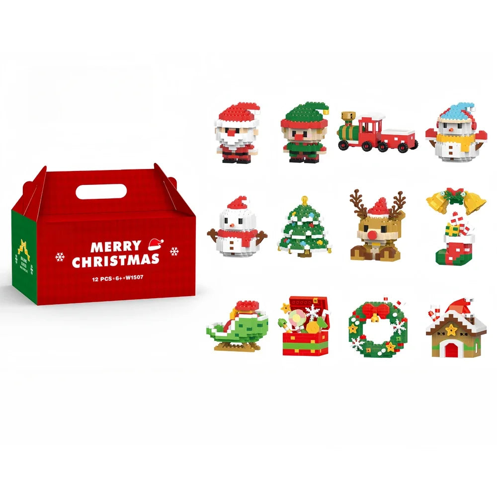 Christmas Micro Building Blocks Set – Mini Santa Claus, Reindeer, Snowman, Christmas Tree