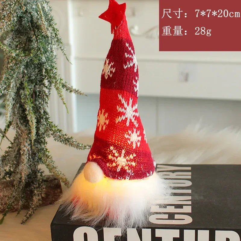 LED Christmas Gnome Plush – Light-Up Faceless Doll Ornament for Home Decoration