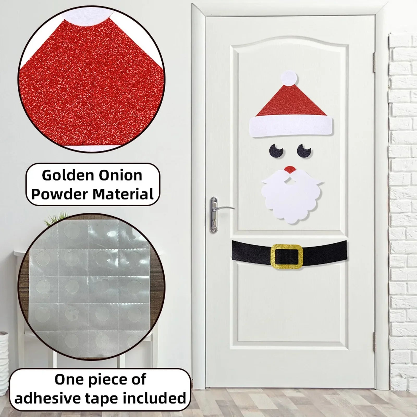 Christmas Door Decoration Sticker Kit – Felt Snowman, Reindeer & Santa Face Set