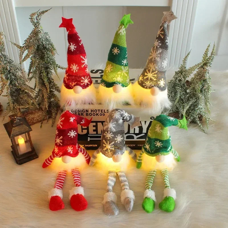 LED Christmas Gnome Plush – Light-Up Faceless Doll Ornament for Home Decoration