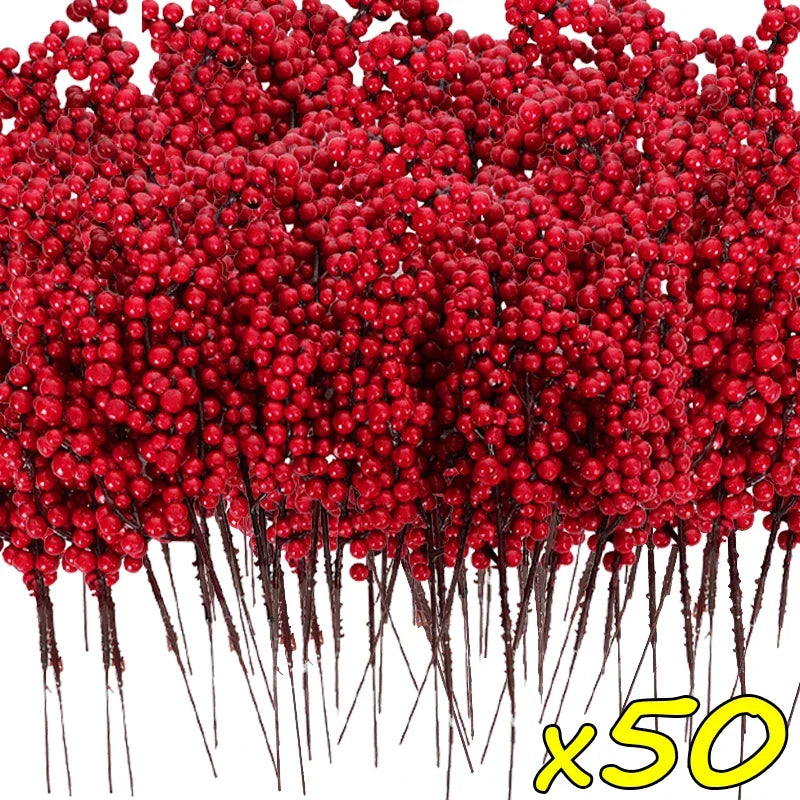 Red Holly Berry Stems – Christmas Artificial Berries