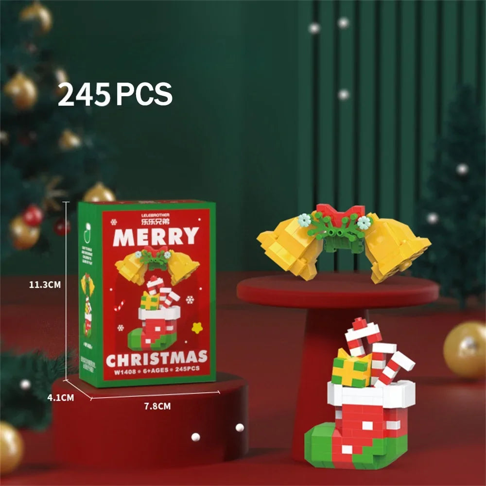 Christmas Micro Building Blocks Set – Mini Santa Claus, Reindeer, Snowman, Christmas Tree