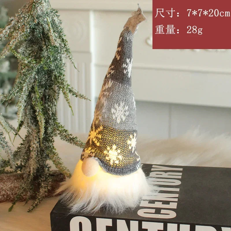 LED Christmas Gnome Plush – Light-Up Faceless Doll Ornament for Home Decoration