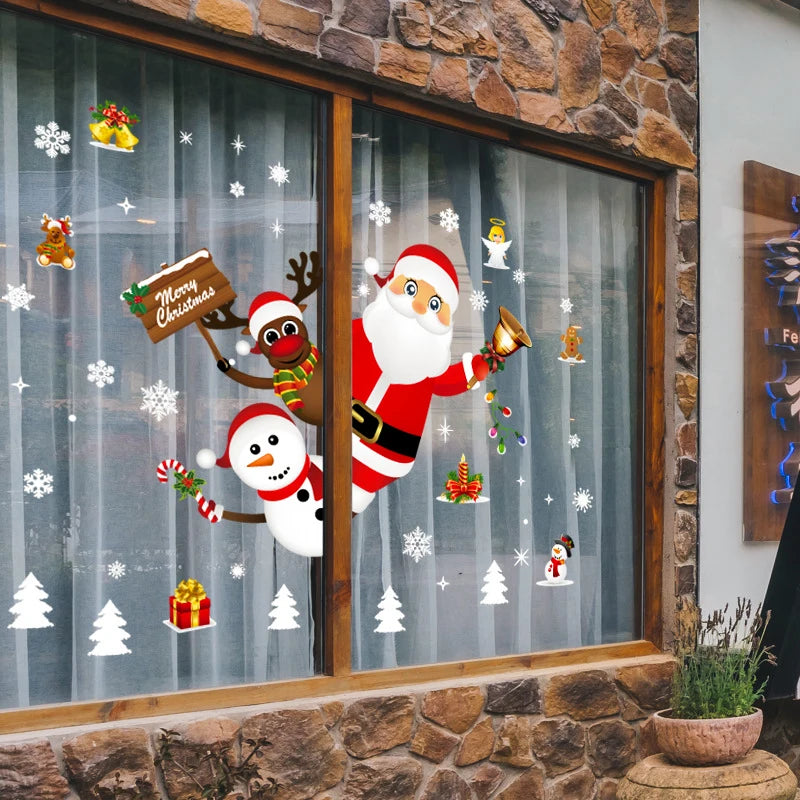 Christmas Window Stickers – Santa, Reindeer, Snowman & Snowflake Wall Decals