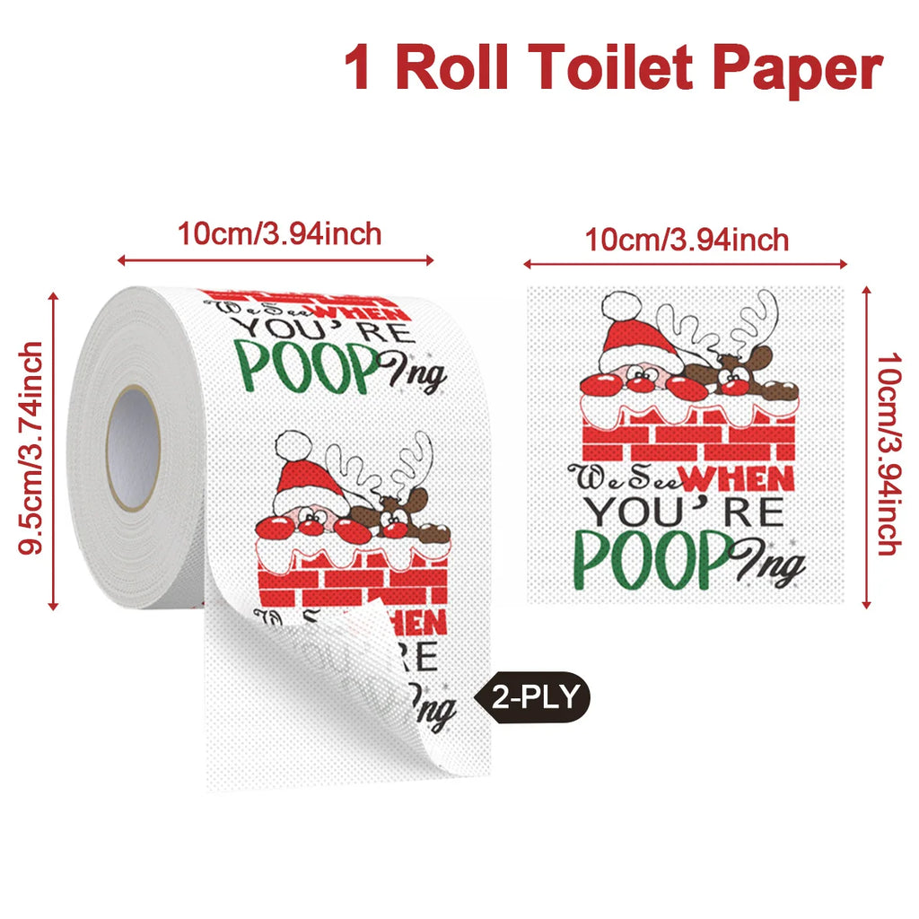 Christmas Toilet Paper Roll – Funny Xmas Printed Tissue for Home & Parties
