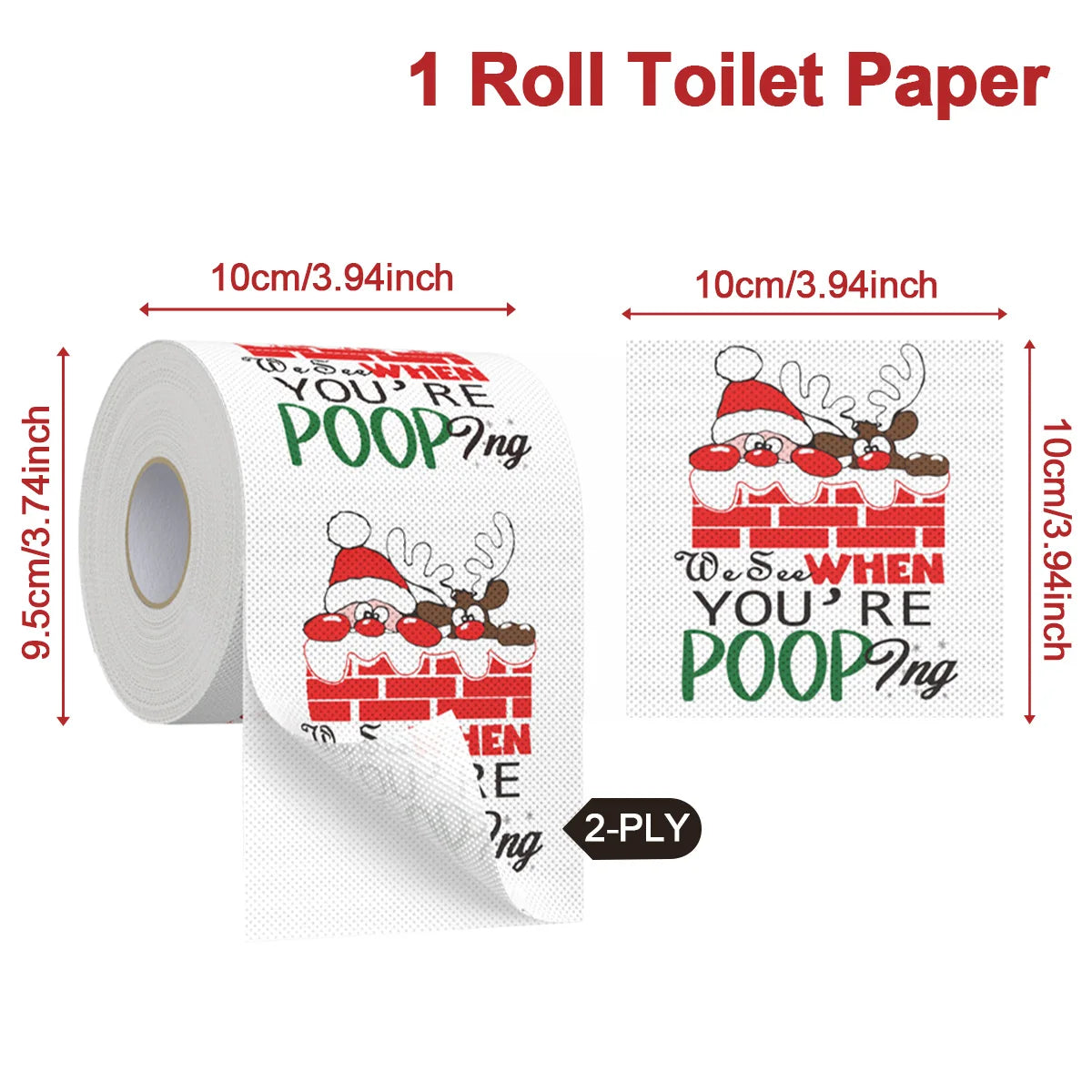 Christmas Toilet Paper Roll – Funny Xmas Printed Tissue for Home & Parties