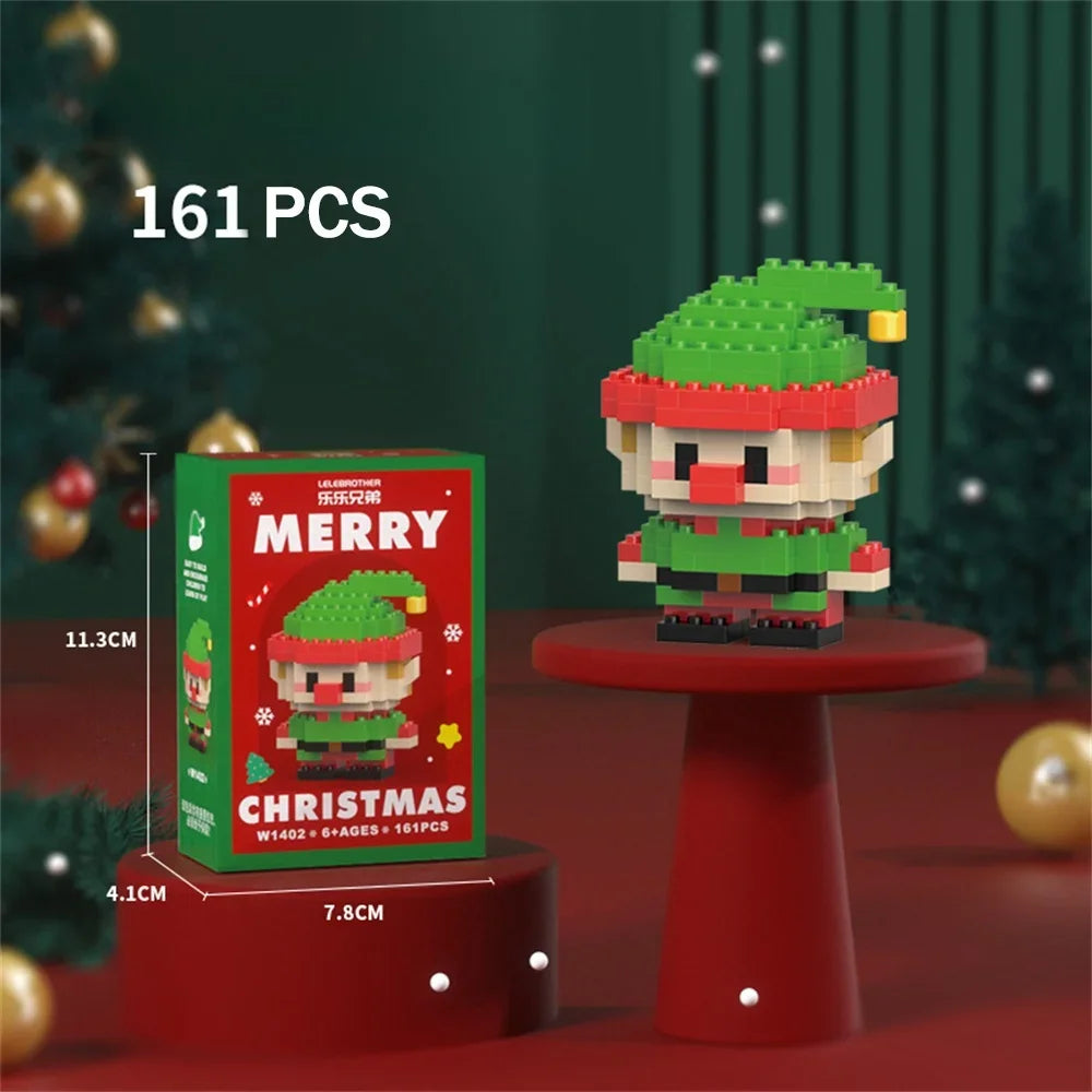 Christmas Micro Building Blocks Set – Mini Santa Claus, Reindeer, Snowman, Christmas Tree