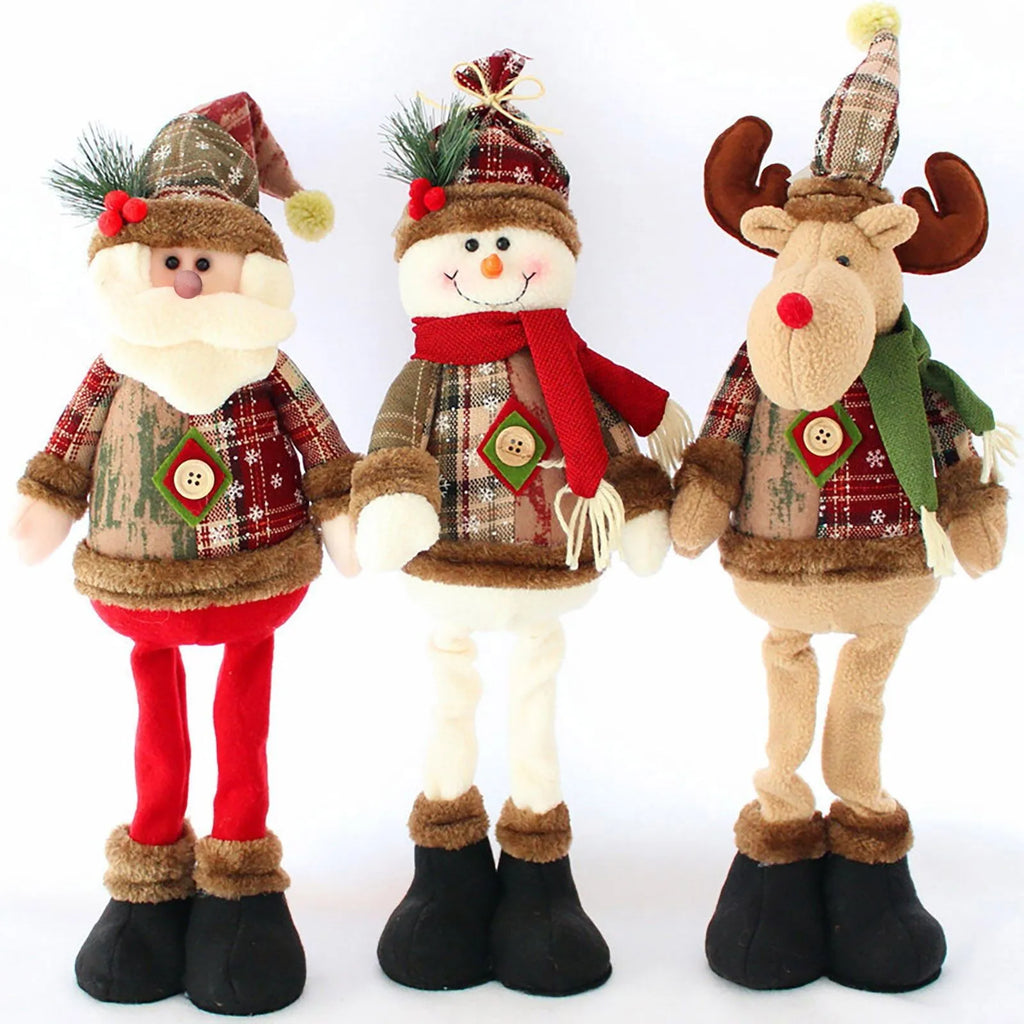Christmas Standing Dolls Set – Santa Claus, Snowman & Reindeer