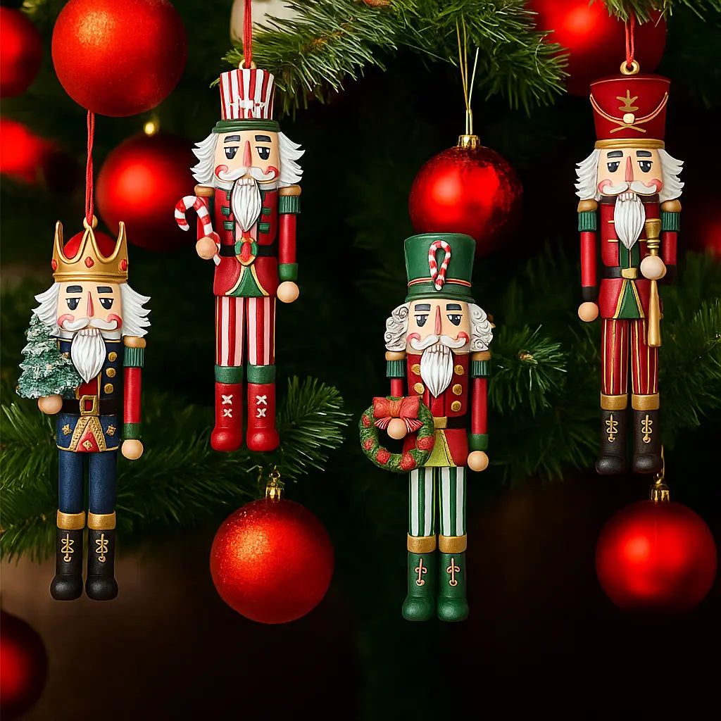 12-Pack Wooden Nutcracker Soldier Ornaments – Christmas Tree Hanging Decorations