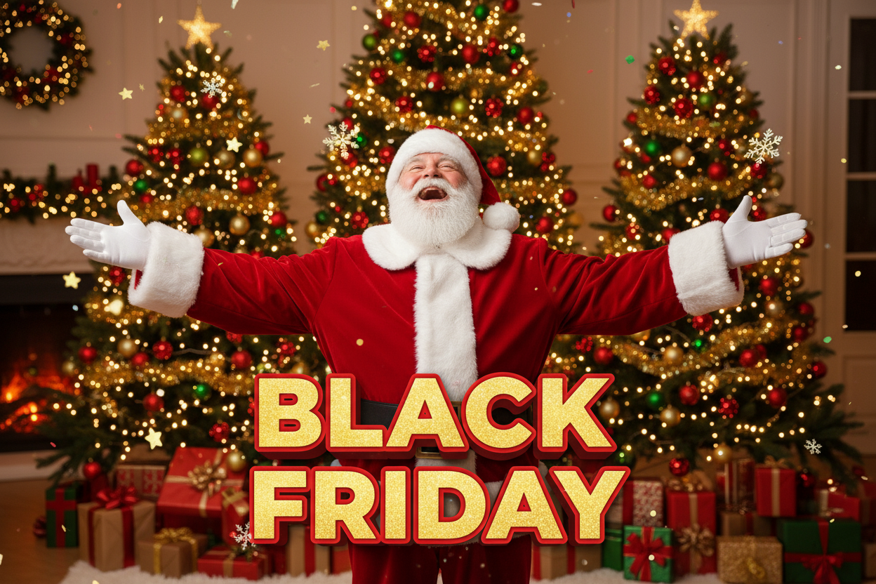 Banner Black Friday com Papai Noel