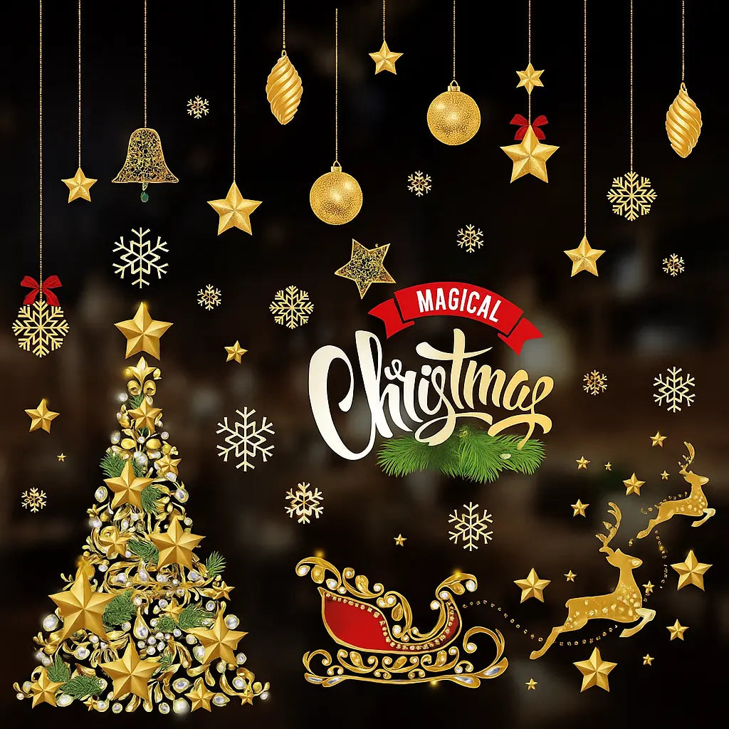 Christmas Window Stickers – Santa, Reindeer, Snowman & Snowflake Wall Decals