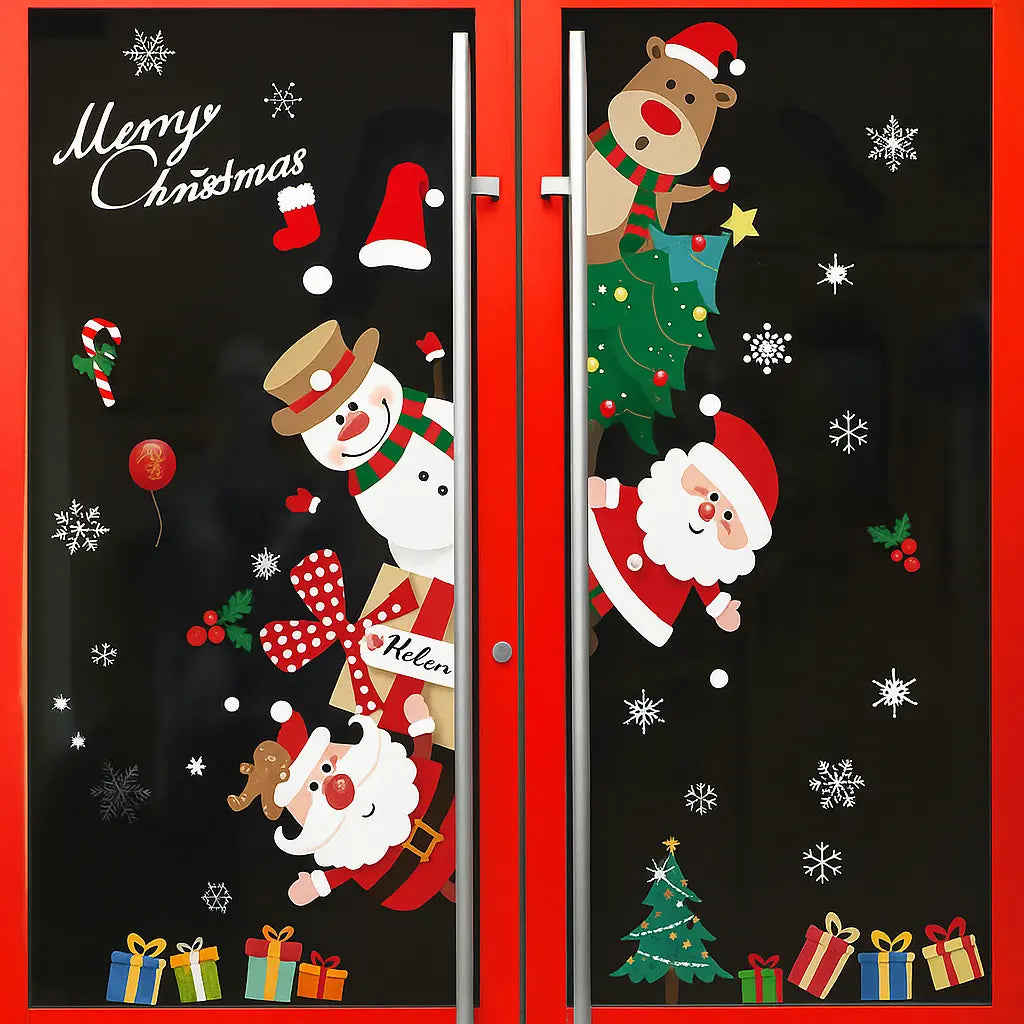Christmas Window Stickers – Santa, Reindeer, Snowman & Snowflake Wall Decals